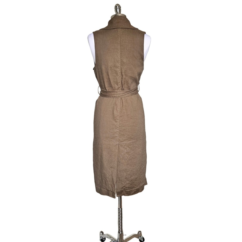 Anthropologie Hollis Tie Front Olive Sleeveless Trench Coat Vest Dress Sz Small - Picture 9 of 10